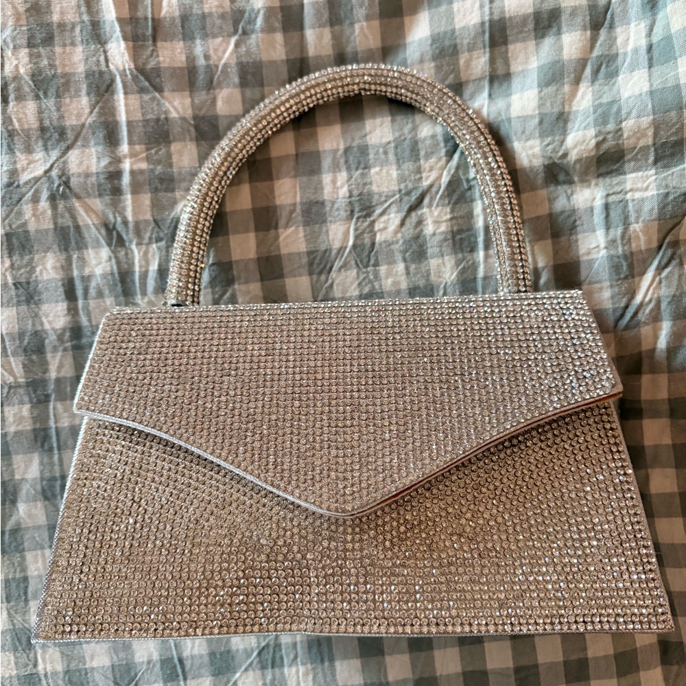 Steve Madden Silver Crystal Clutch